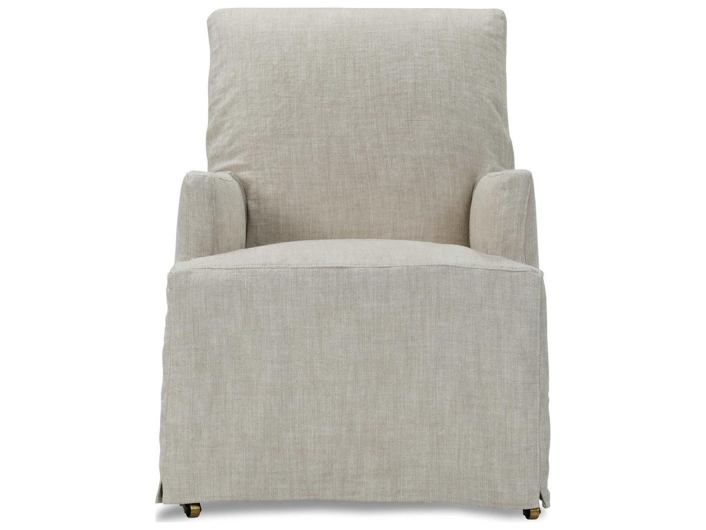 Finch Beige Upholstered Arm Dining Chair with Slipcover and Casters