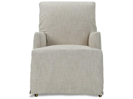 Finch Beige Upholstered Arm Dining Chair with Slipcover and Casters