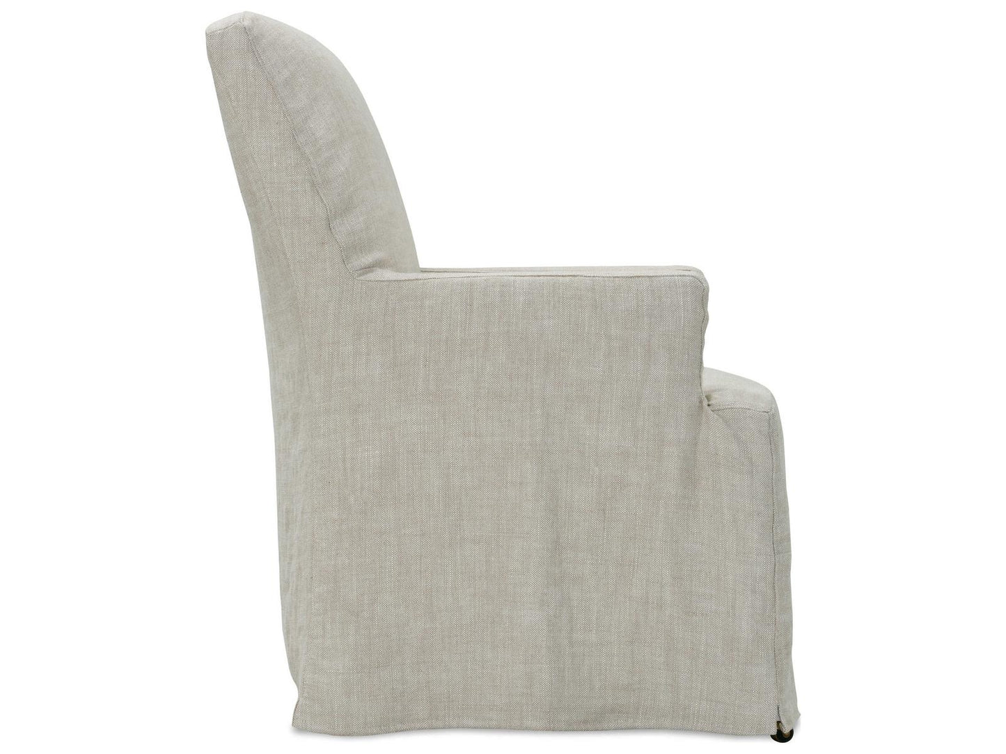 Finch Beige Upholstered Arm Dining Chair with Slipcover and Casters