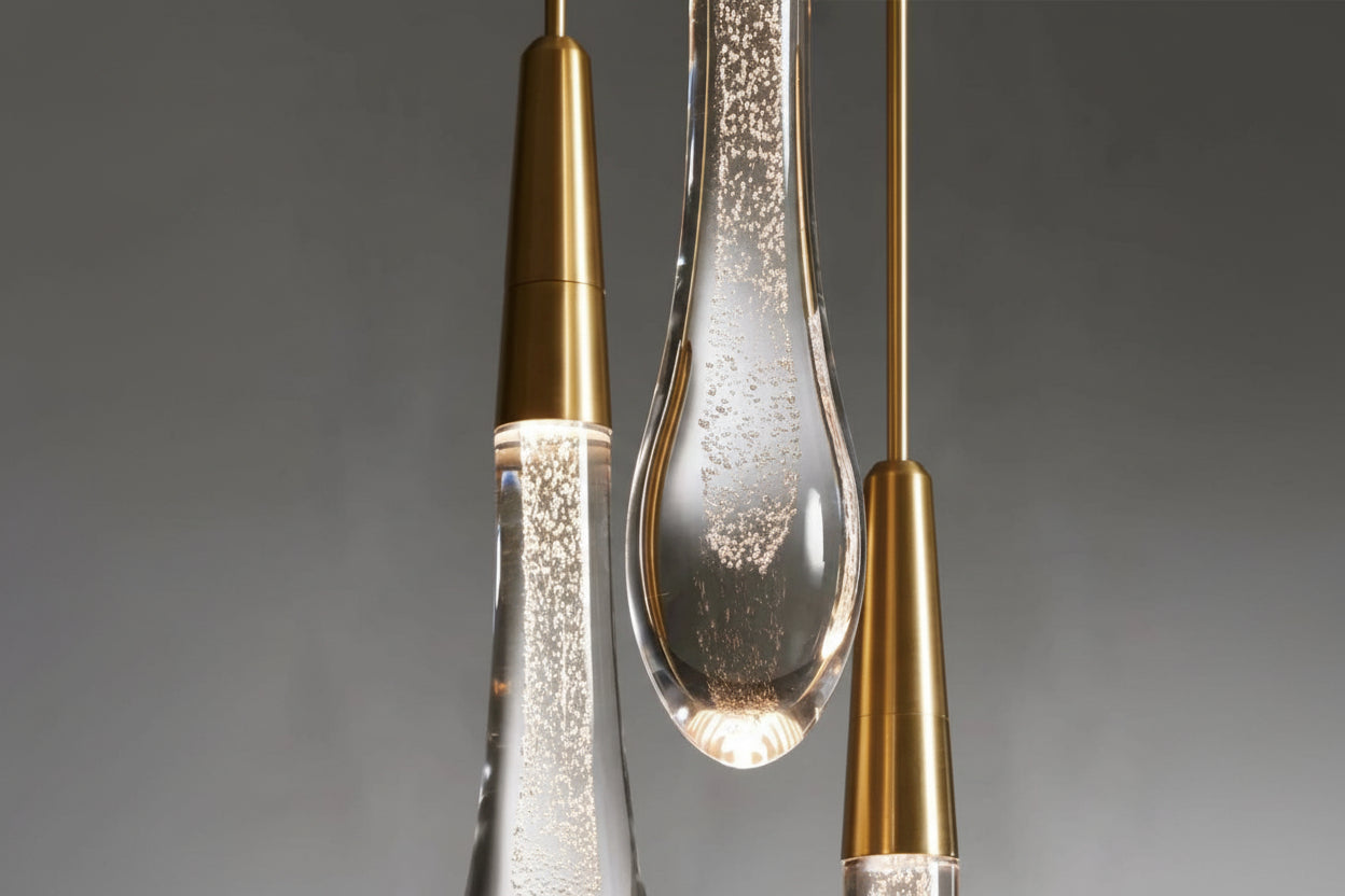 Raindrop Glass Solitaire Linear Chandelier