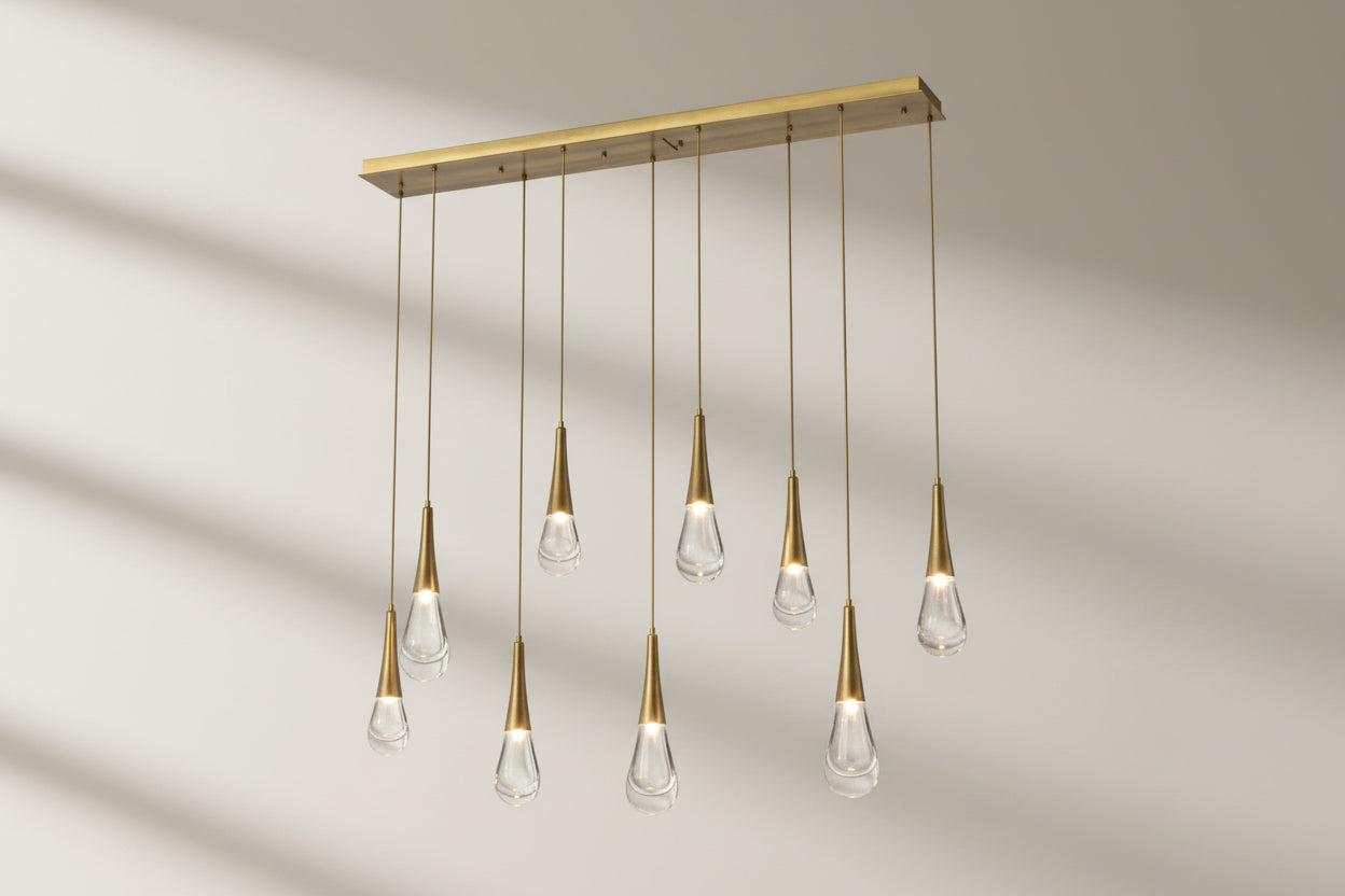 Raindrop Glass Linear Chandelier