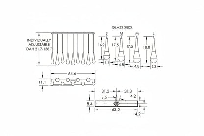 Raindrop Glass Linear Chandelier