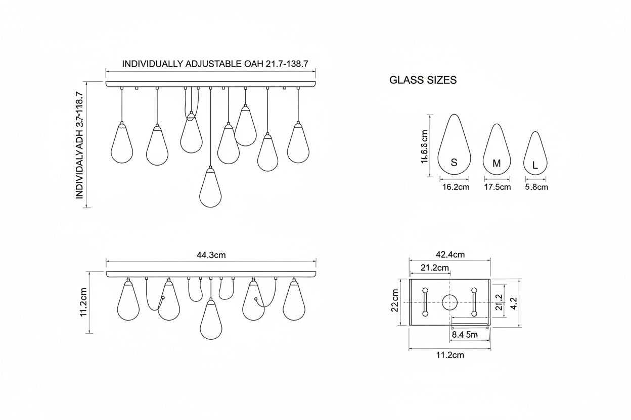 Raindrop Glass Linear Chandelier