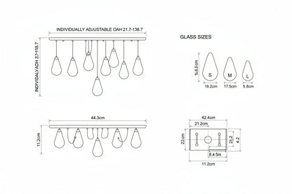 Raindrop Glass Linear Chandelier