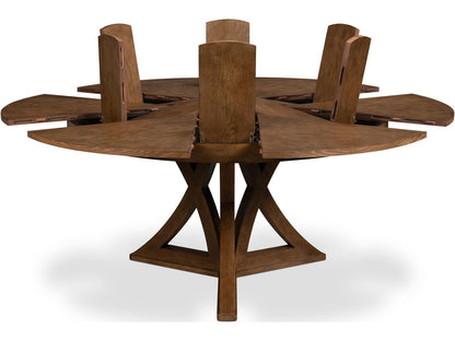 Casual Jupe Extendable Round Dining Table in Light Mink Finish