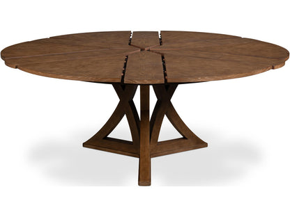 Casual Jupe Extendable Round Dining Table in Light Mink Finish