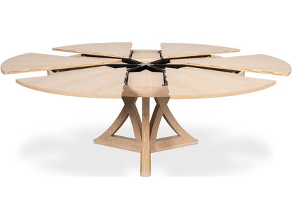 Jupe Casual Extendable Round Dining Table in Bleached Oak