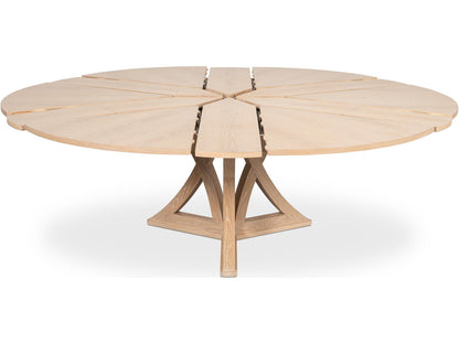 Jupe Casual Extendable Round Dining Table in Bleached Oak