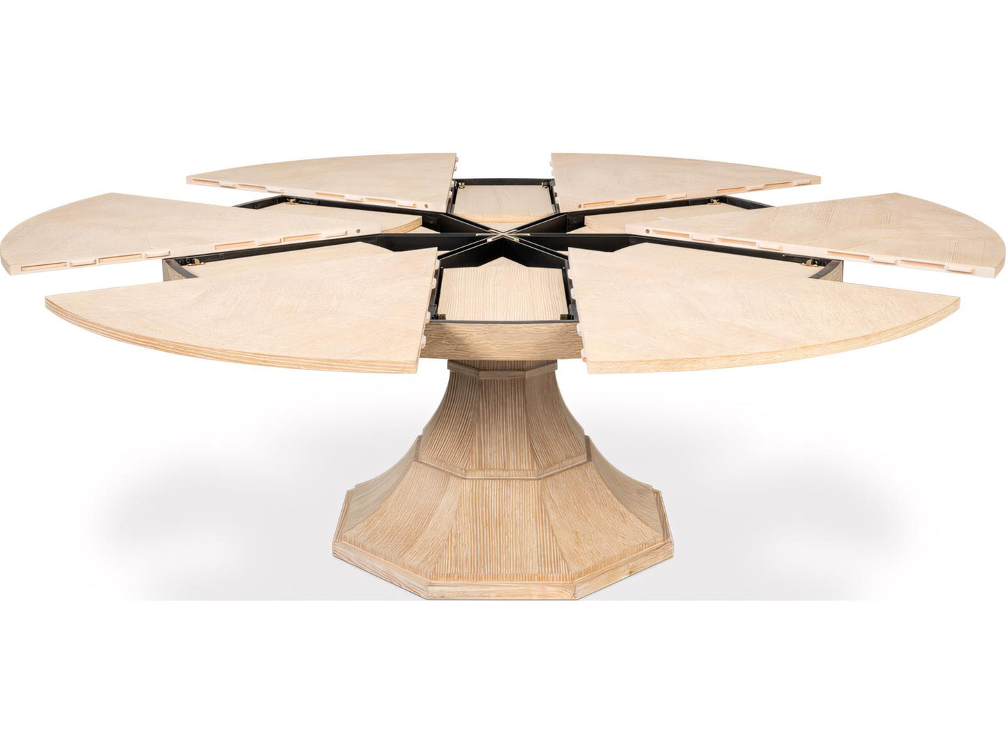 Jupe Round Extendable Dining Table in Bleached Oak