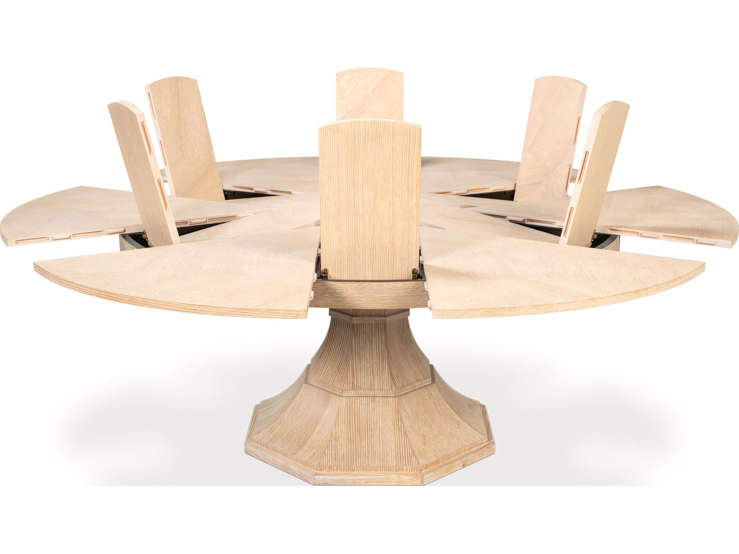Jupe Round Extendable Dining Table in Bleached Oak