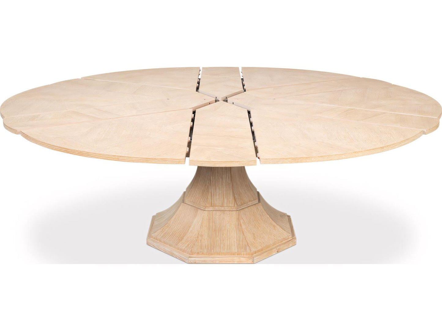 Jupe Round Extendable Dining Table in Bleached Oak