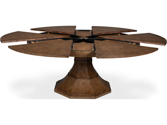 Giselle Jupe Extendable Round Dining Table in Light Mink