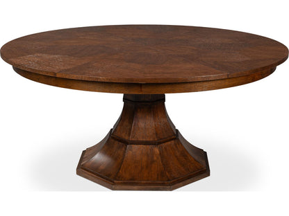 Jupe Round Extendable Wood Dining Table in Brown Palladio Finish