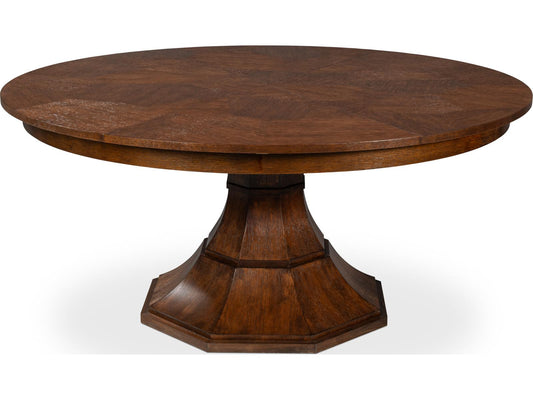 Jupe Round Extendable Wood Dining Table in Brown Palladio Finish