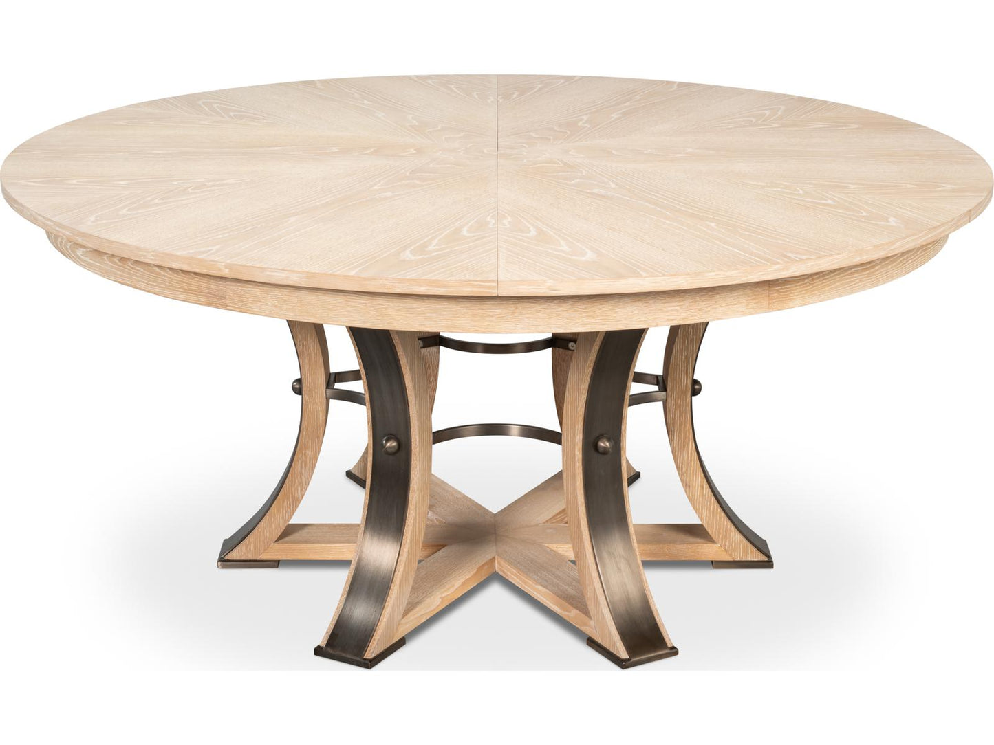 Jupe Round Extendable Dining Table in Bleached Oak