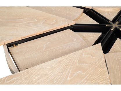 Jupe Round Extendable Dining Table in Bleached Oak