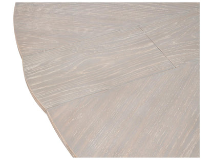 Jupe Round Extendable Dining Table in Moonskin Oak and Iron