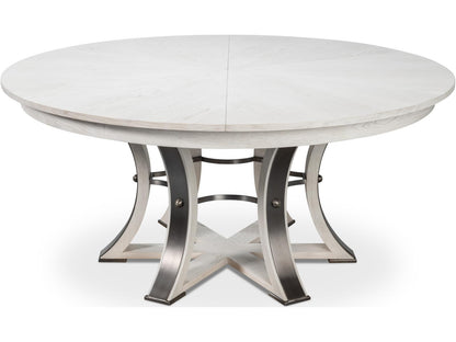 Tower Jupe Round Extendable Dining Table in Working White Oak