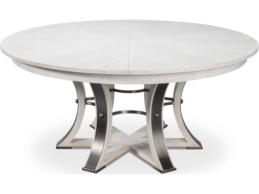 Tower Jupe Round Extendable Dining Table in Working White Oak