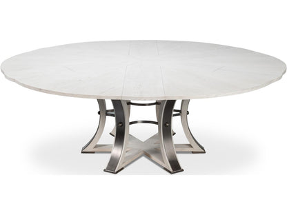 Tower Jupe Round Extendable Dining Table in Working White Oak