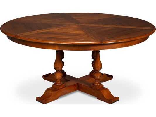 Jupe Large Round Dining Table in Old World Walnut Finish