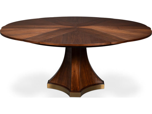 Chelsea Jupe Round Wood Dining Table in Dark Walnut