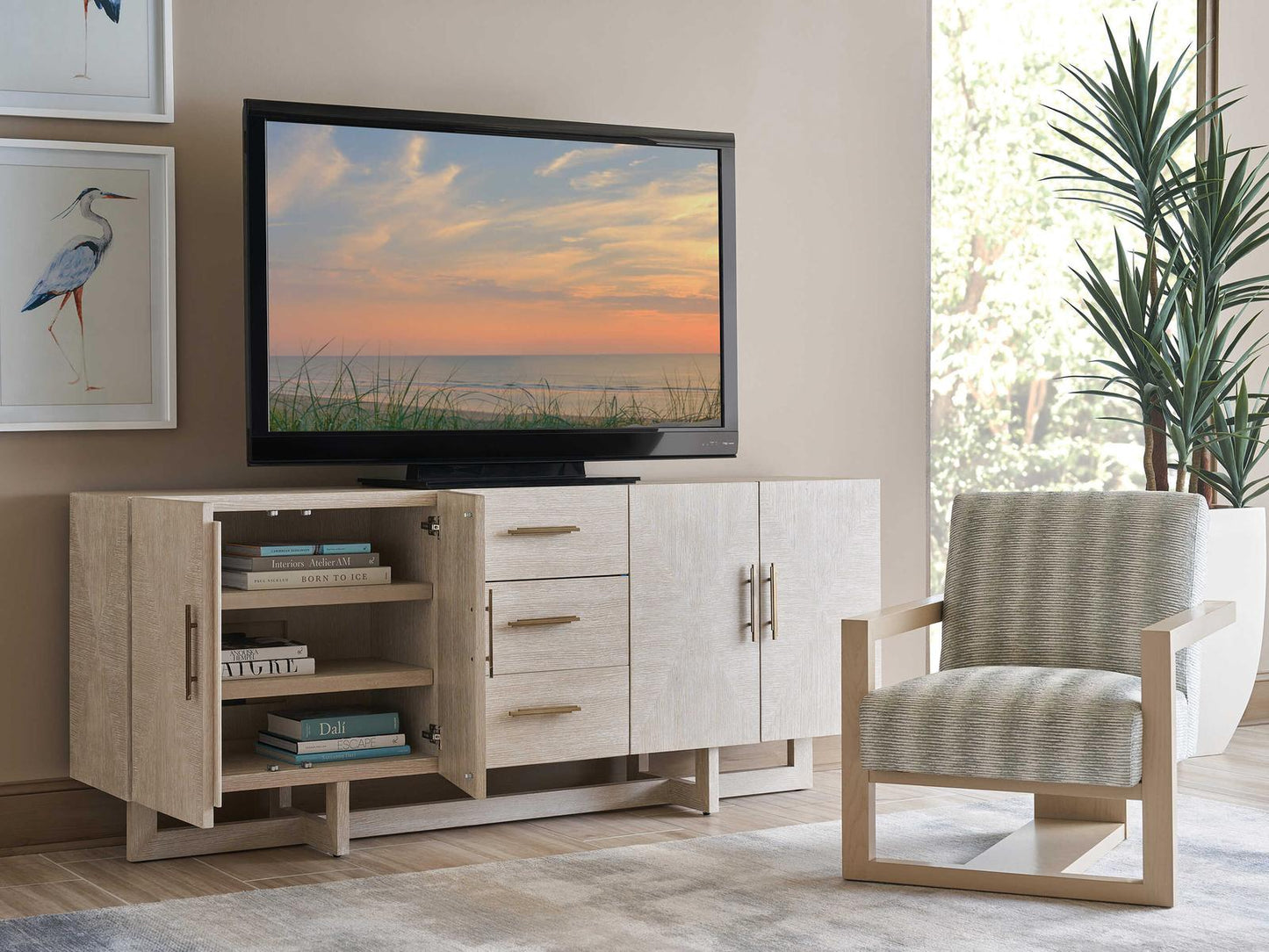 Silverstone Sorenson 84-Inch Media Console in Light Taupe Oak
