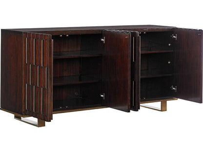 Quantum 75-Inch Media Console in Mahogany with Bronze Mirror Accents