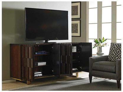 Quantum 75-Inch Media Console in Mahogany with Bronze Mirror Accents
