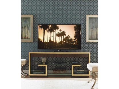 Bel Aire 72-Inch Rodeo Media Console Walnut Wood and Brushed Brass