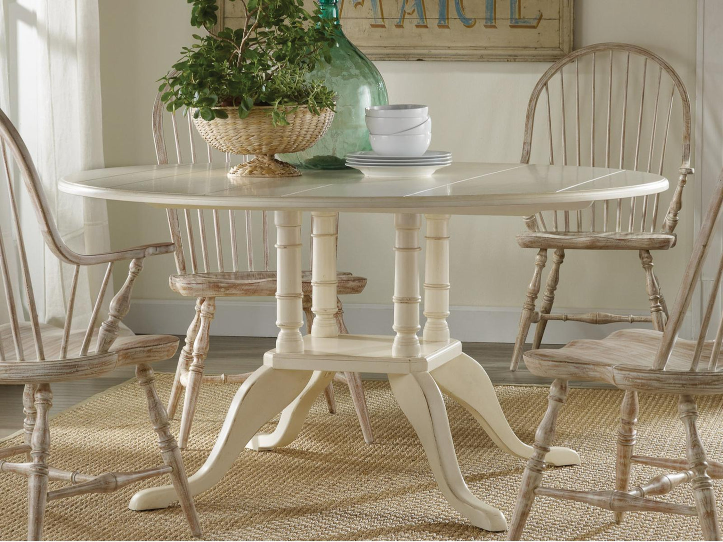 Siesta Key 60-Inch Round Dining Table Mahogany Wood Pedestal