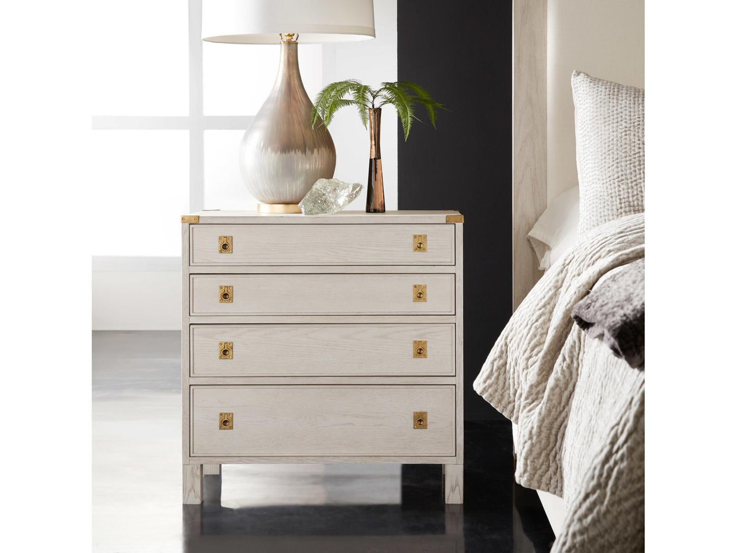 Windward 3-Drawer Nightstand with Antique Brass Hardware