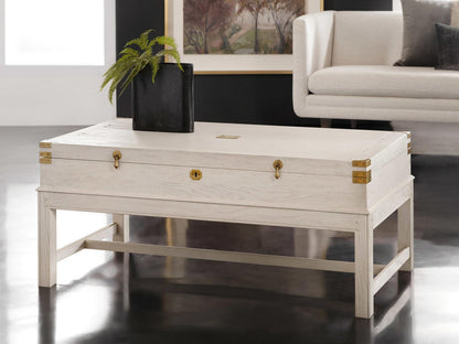 Windward Rectangular Coffee Table in White with Interior Storage