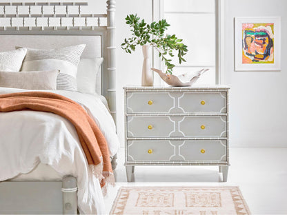 Greenwich 3-Drawer Nightstand in Truffle Gray with Brass Hardware
