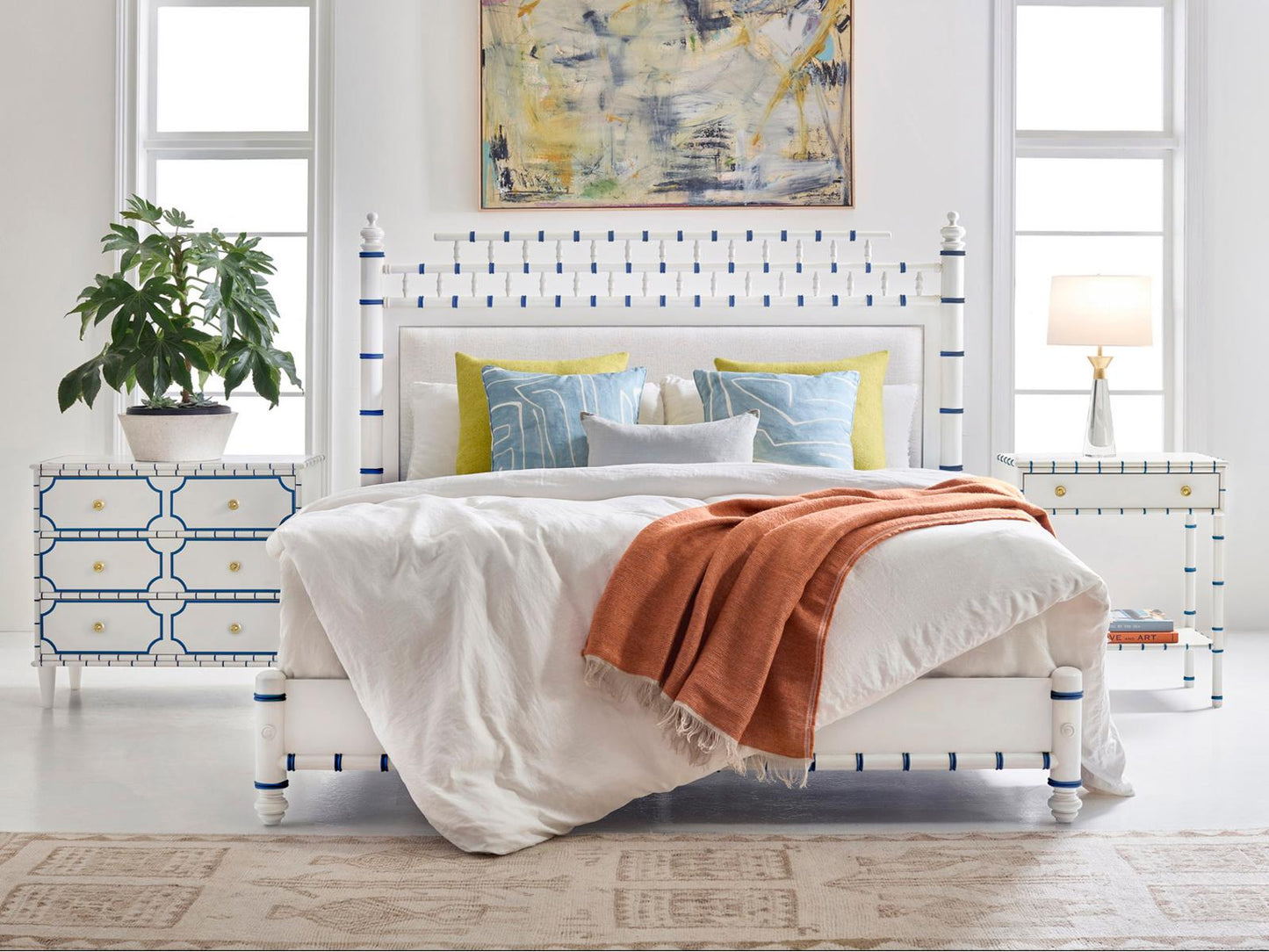 Greenwich White Upholstered King Platform Bed