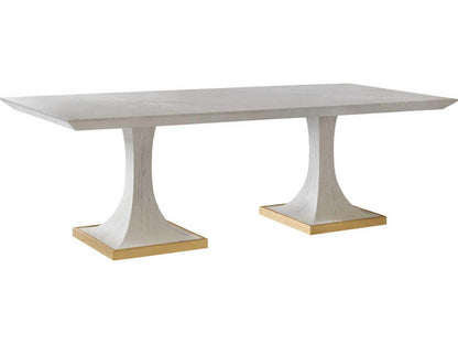 Windward Rectangular Oak Wood Dining Table with Double Pedestal Base