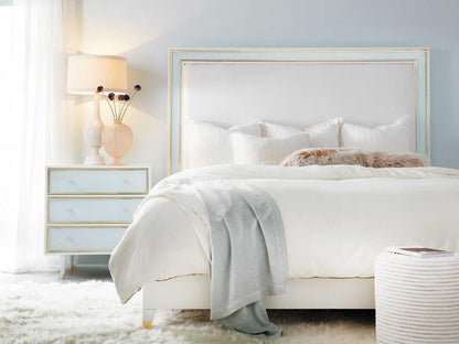 Seaglass 3-Drawer Nightstand White Mahogany and Brass