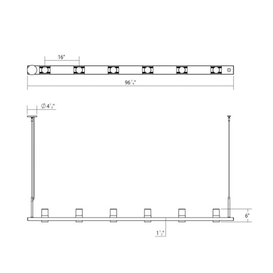Sonneman Robert Sonneman Intervals 96 Inch 6 Light Led Linear Suspension Light Cp198145