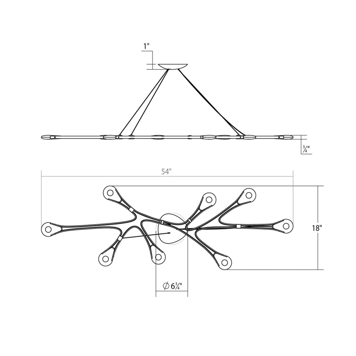 Sonneman Sonneman Abstraction 54 Inch 8 Light Led Linear Suspension Light Cp516211