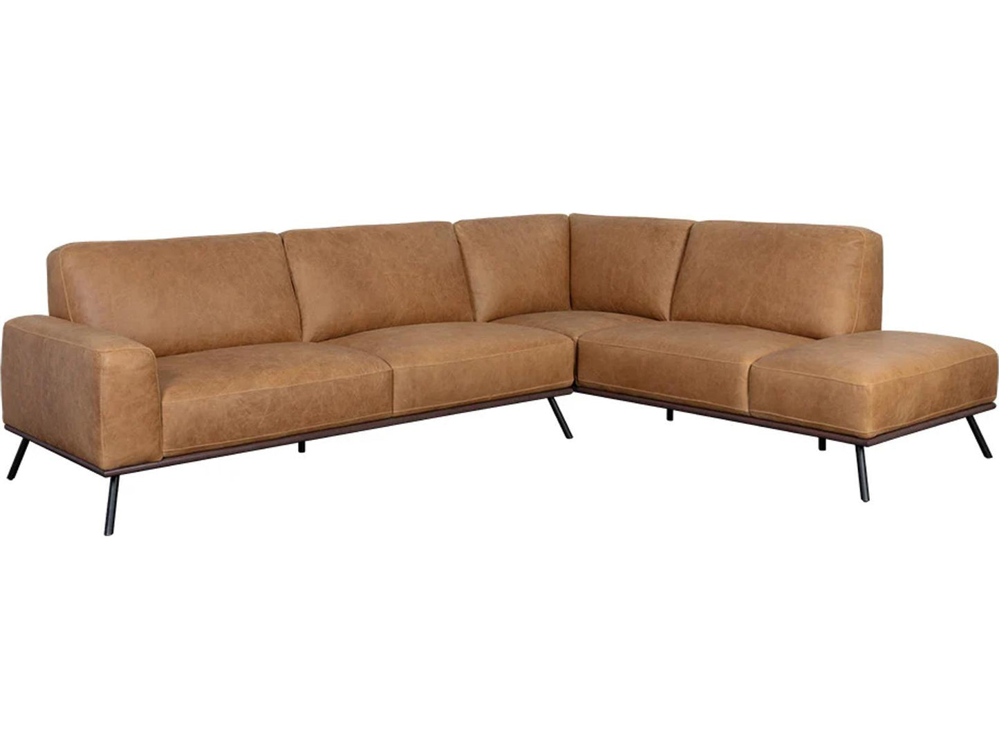 Brandi Camel Leather Brown Upholstered Sofa