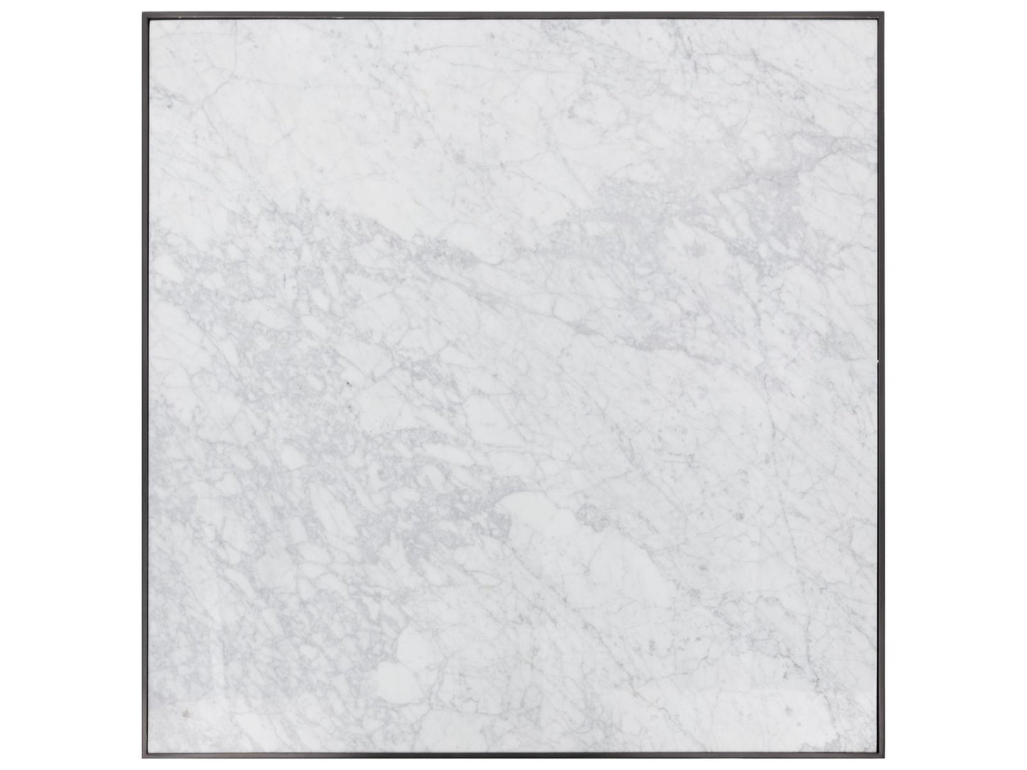 Selah Square Coffee Table in White Carrara Marble and Black Steel