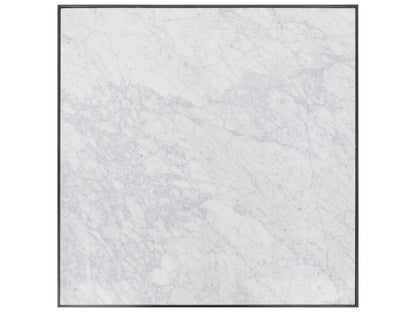 Selah Square Coffee Table in White Carrara Marble and Black Steel