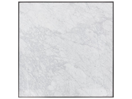 Selah Square Coffee Table in White Carrara Marble and Black Steel