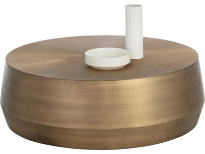 Creed Round Coffee Table in Antique Gold Metal