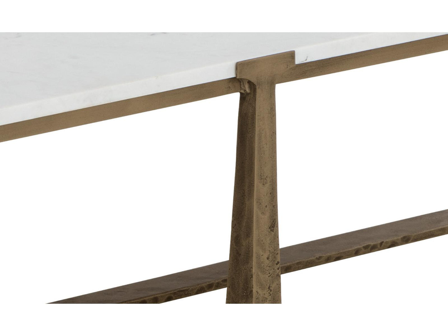 Cowell Rectangle Coffee Table in White Marble and Antique Brass