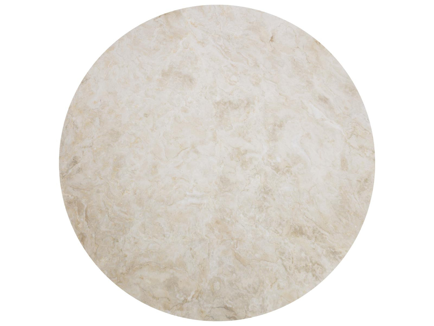 Cataldi 59-Inch Round Dining Table with Cream Marble Top and Taupe Faux Leather Base