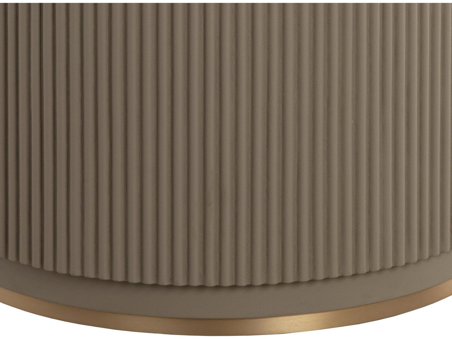 Cataldi 59-Inch Round Dining Table with Cream Marble Top and Taupe Faux Leather Base