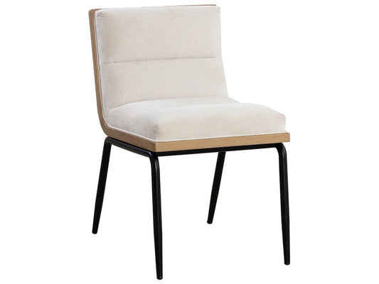 Abilene Upholstered Dining Side Chair in Polo Club Muslin with Matte Black Legs