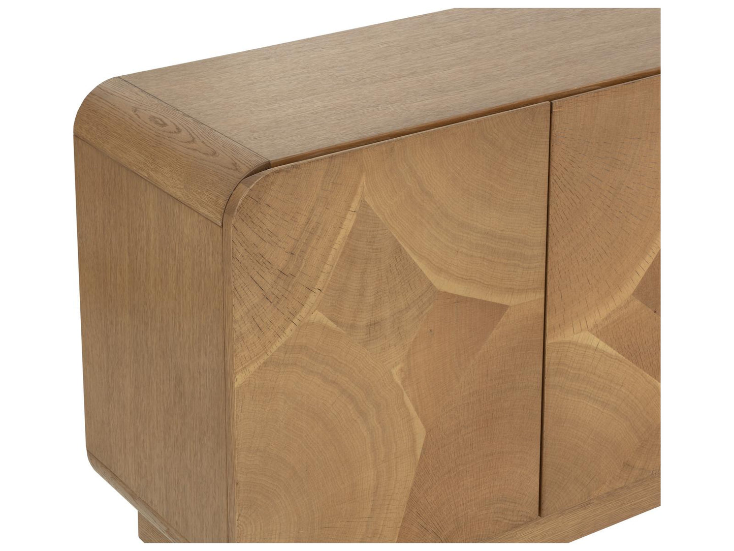 Fauna 88-Inch Oak Wood Sideboard with Oyster-Cut Veneer in Warm Brown