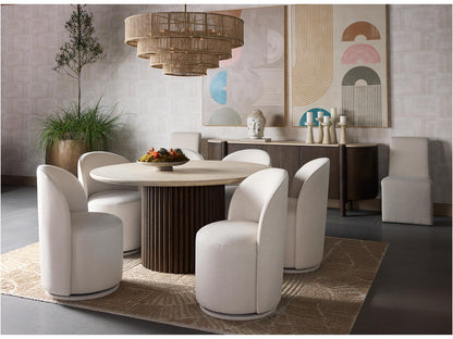 Banyan Modern Sideboard with Cream Marble Top and Oak Wood Base